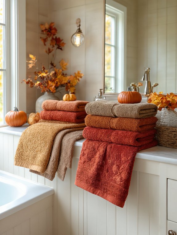 autumn themed cozy bathroom towels