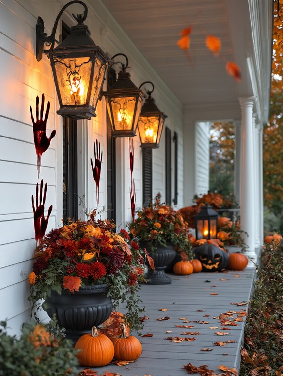 bloody handprints porch decoration