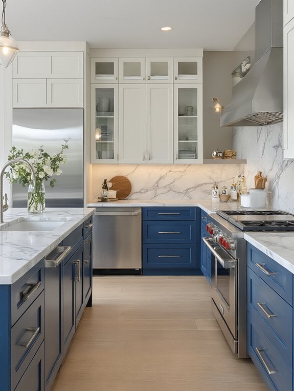 blue and white kitchen elegance