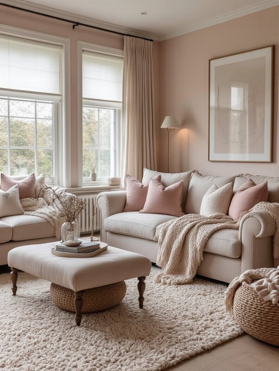 blush tones create coziness