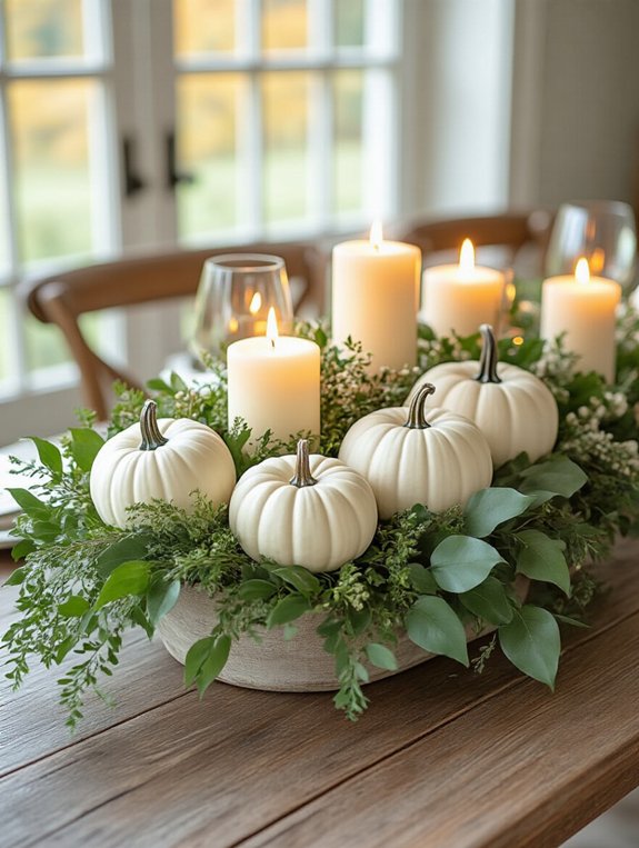 candlelit autumn pumpkin centerpiece