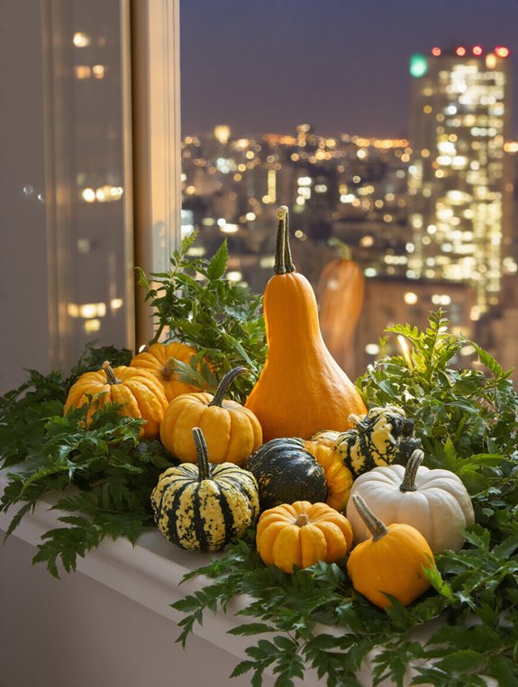 cheerful miniature gourd display