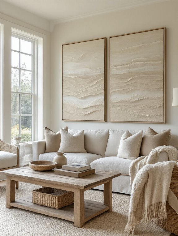 coastal inspired textured art panels