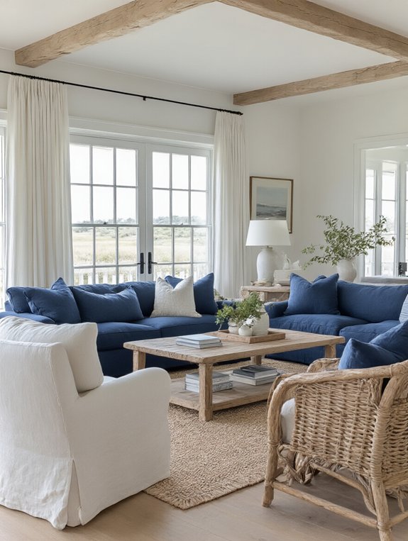 coastal navy living room