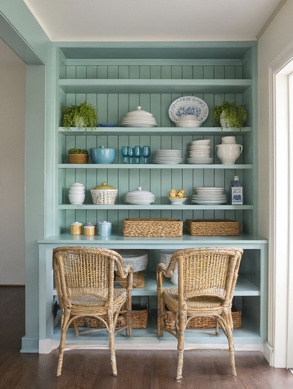 colorful open shelving techniques