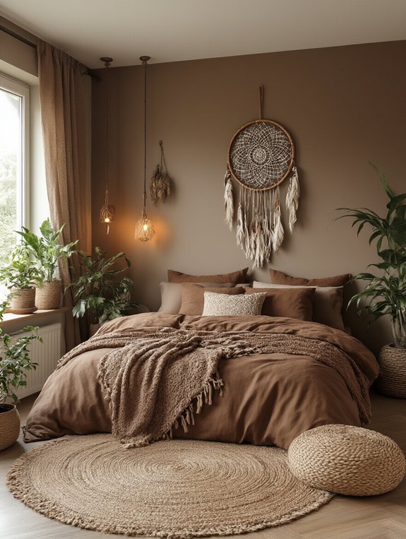 cozy chocolate boho bedroom