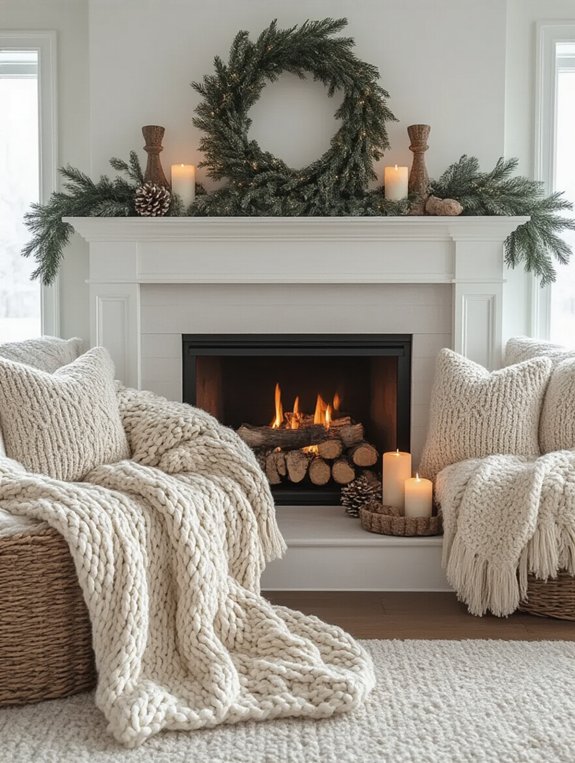 cozy knit mantel decorations