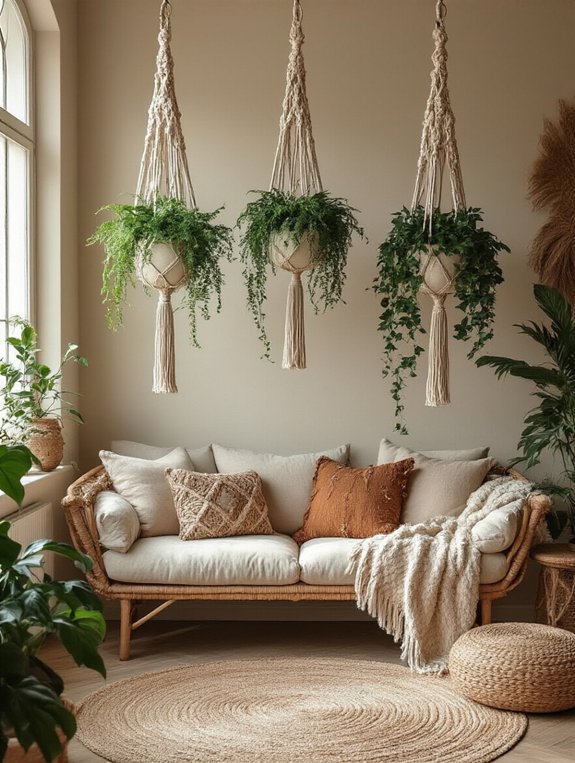 cozy macrame plant hangers