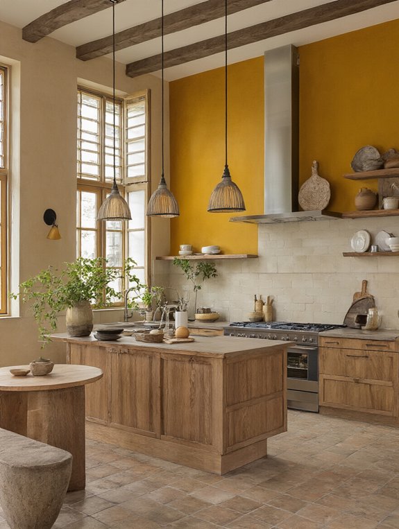 cozy mustard yellow kitchen
