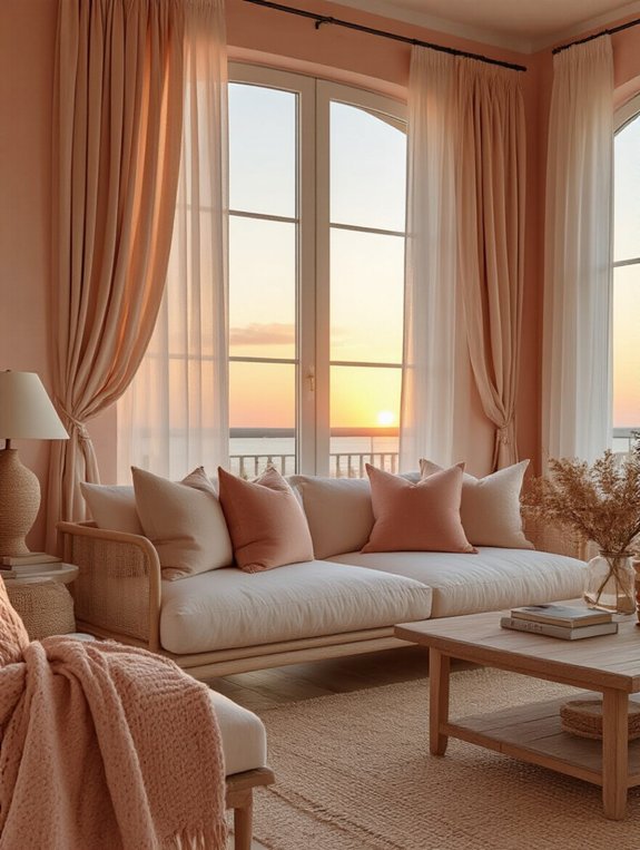 cozy peach inspired living space