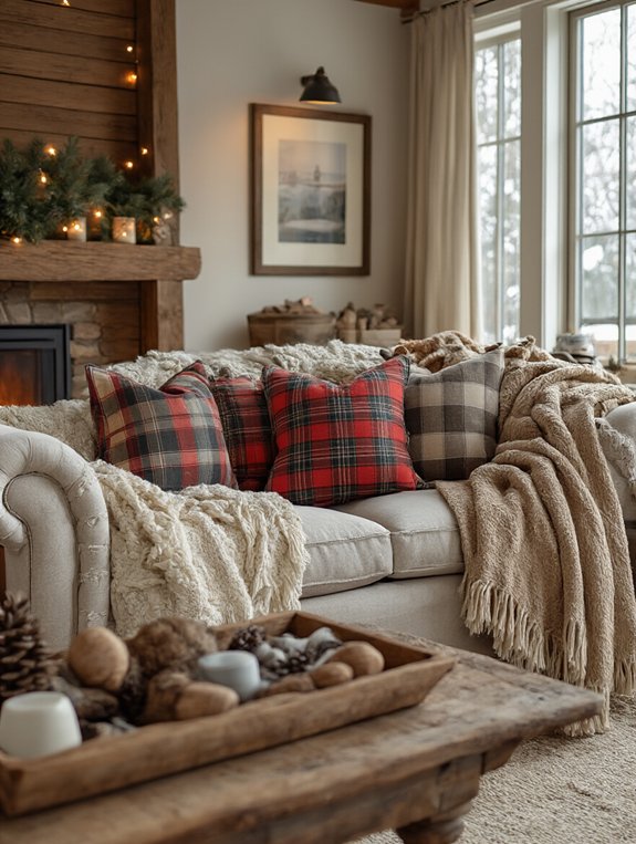 cozy plaid accent pillows