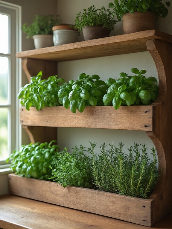 cozy rustic herb shelf