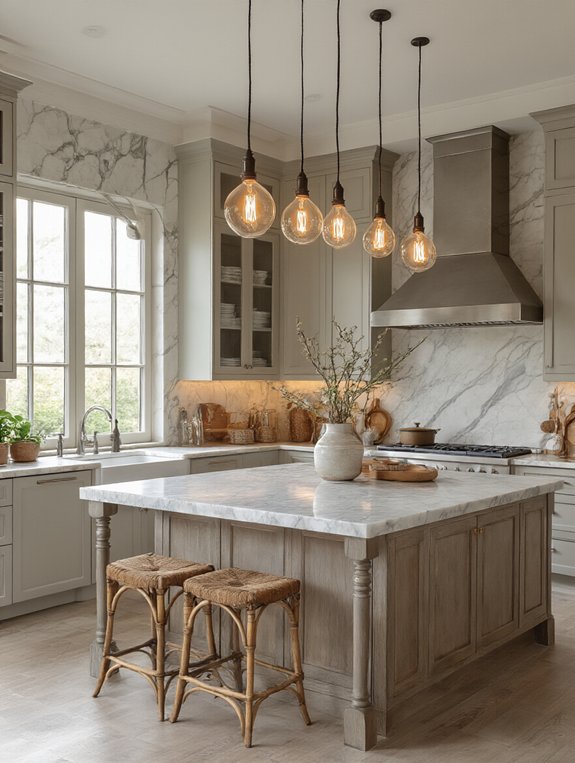 cozy vintage kitchen lighting