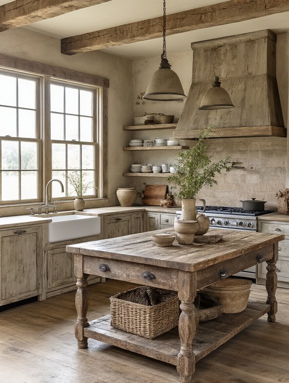 cozy weathered wood kitchen
