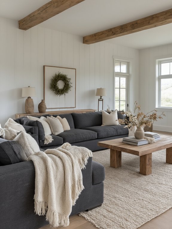 crisp whites charcoal accents