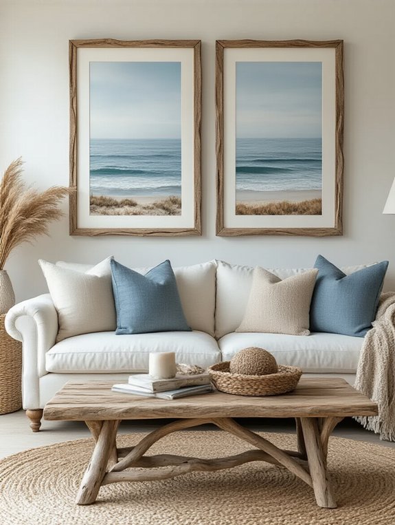 driftwood framed beach art