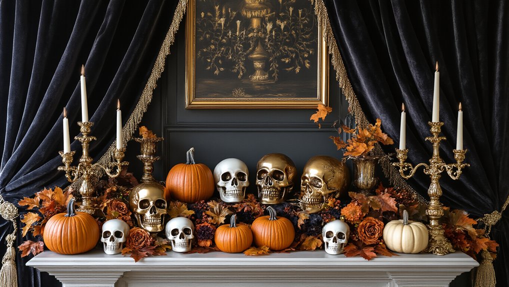 elegant halloween mantel decor
