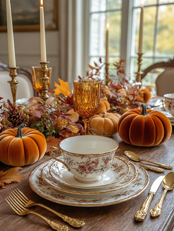 elegant harvest dinner setup