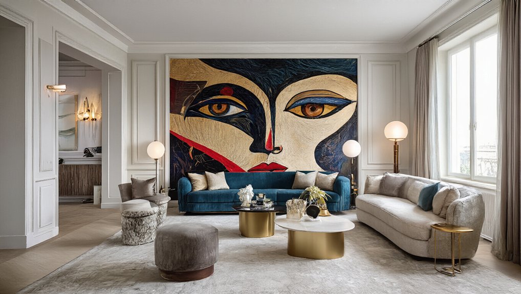 elegant living room murals