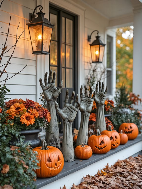 frightening zombie hand decorations