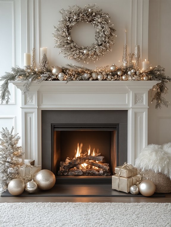 glamorous metallic fireplace d cor
