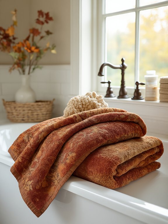 harvest themed cozy towels