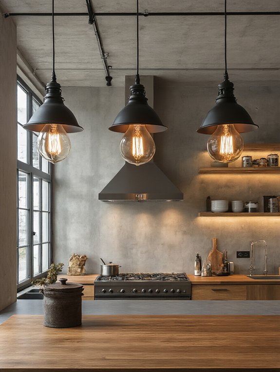 industrial lighting enhances kitchens