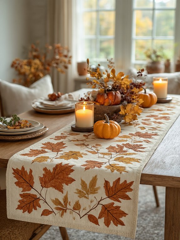 leaf print table runner