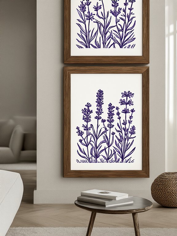 minimalistic lavender line art