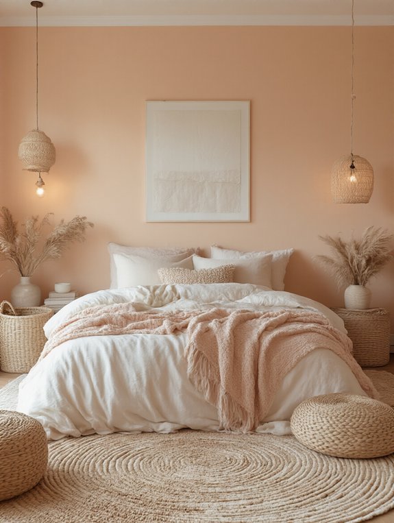 pastel peach cozy bedroom transformation
