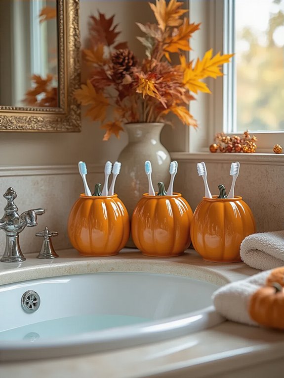 pumpkin themed bathroom decor