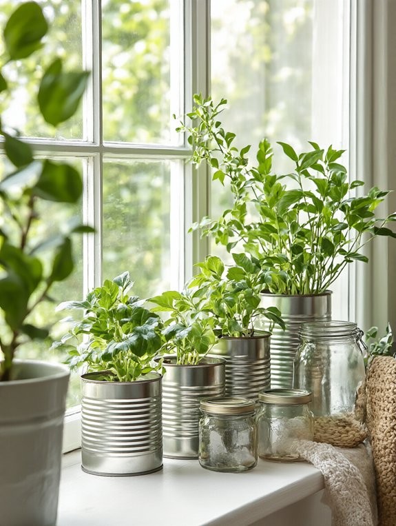 recycled containers as pots