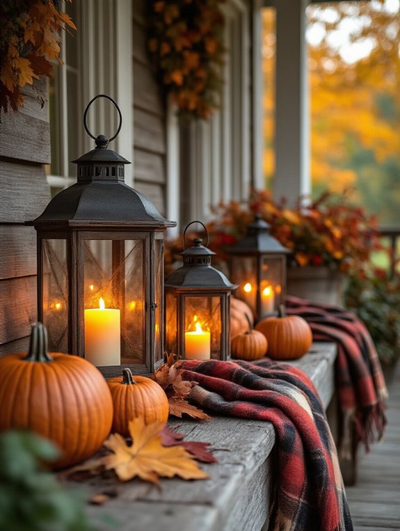 rustic lanterns and pumpkins