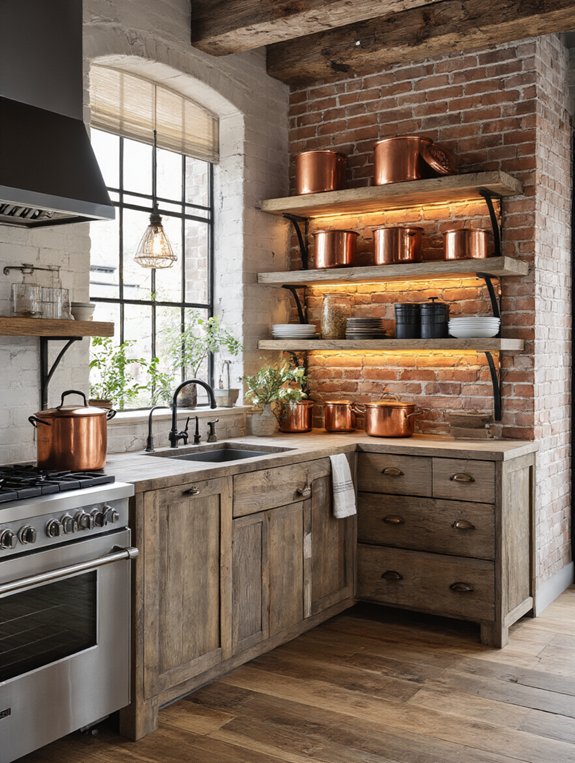 rustic reclaimed wood shelving