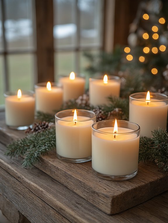 rustic winter votive display