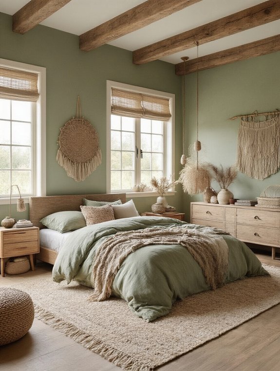 sage green boho bedroom transformation