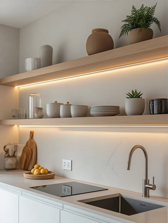 sleek space saving kitchen shelves