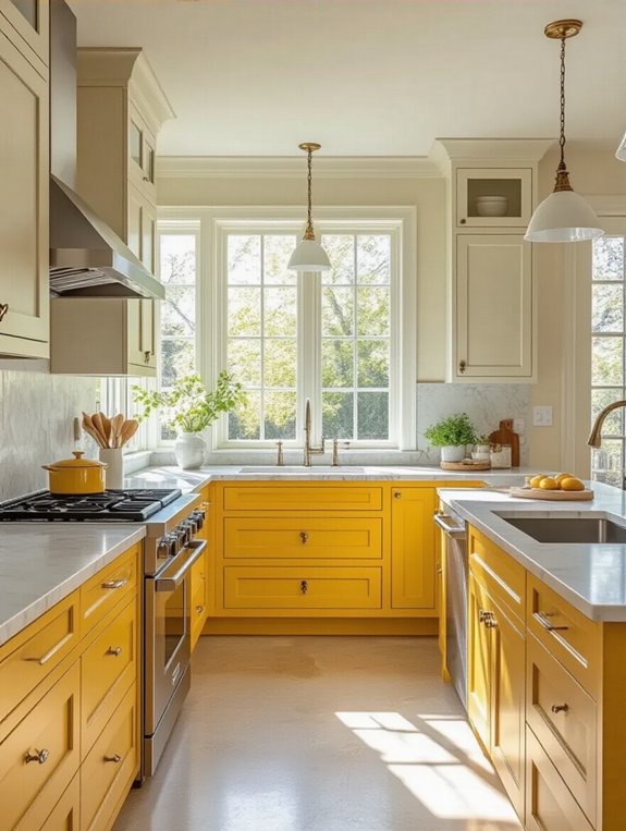 sunny yellow cream kitchen