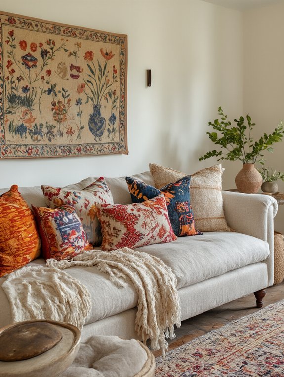 vibrant eclectic throw pillows