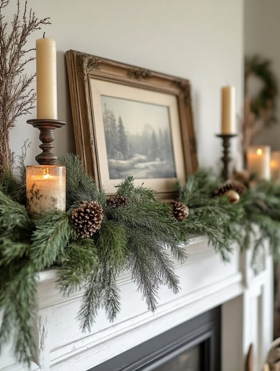 vintage fireplace decor accents