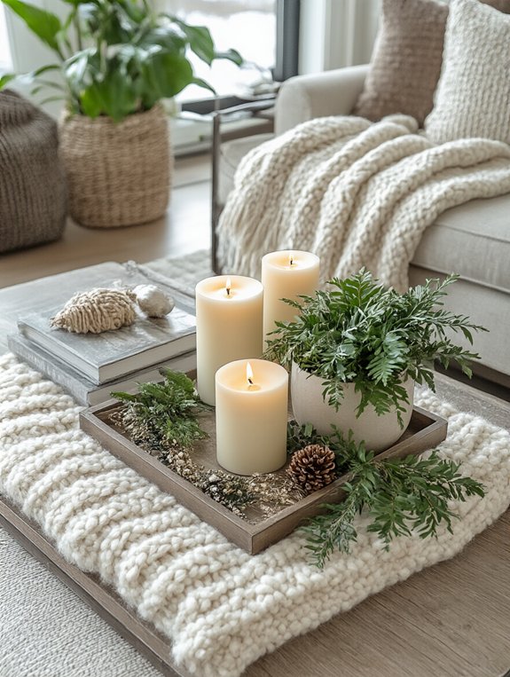 winter coffee table greenery