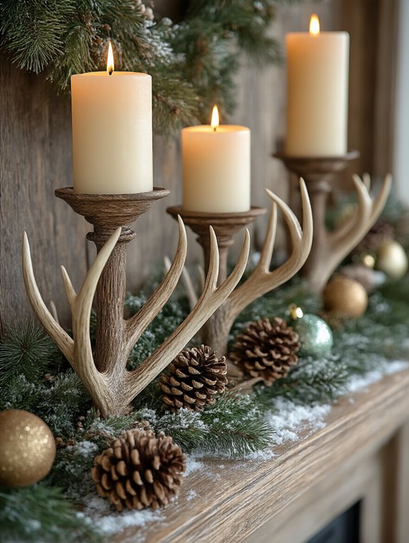 antler candle stands charm