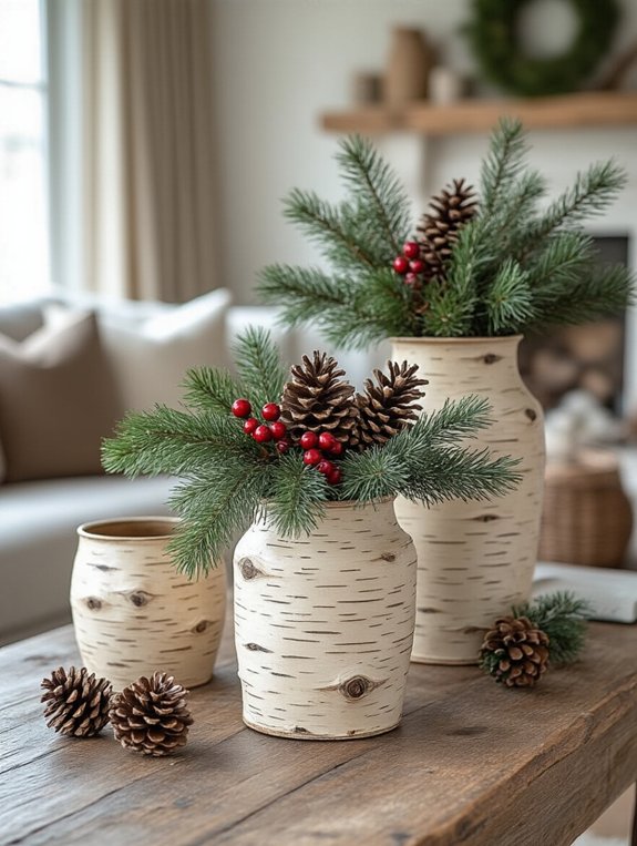 birchbark vases create coziness