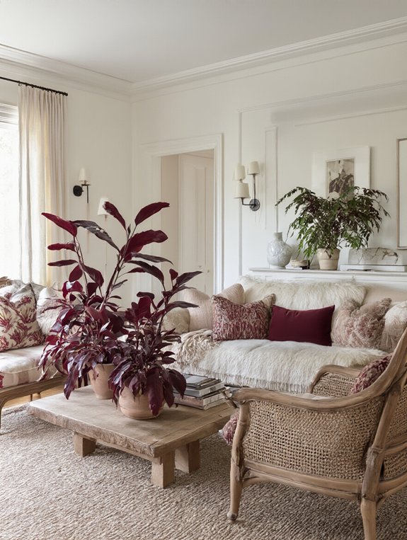 burgundy plants brighten spaces
