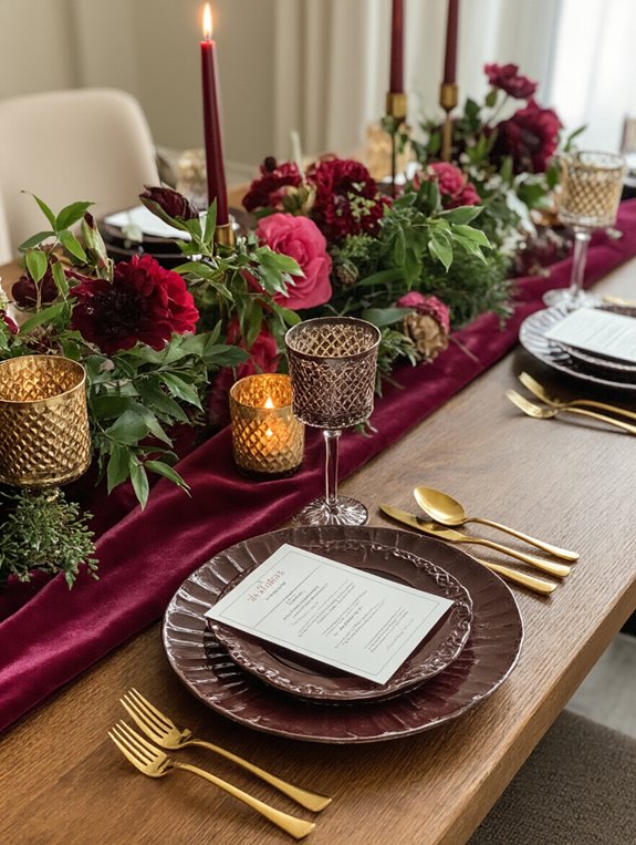 burgundy table runner elegance