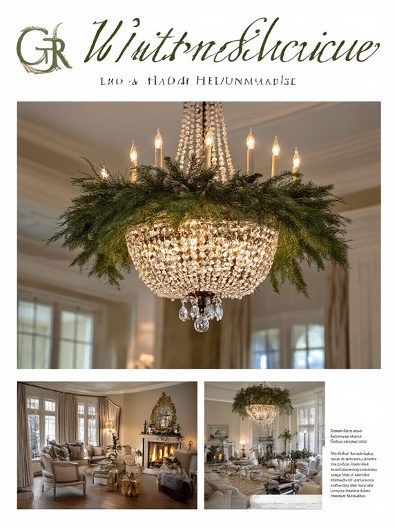candlelit chandelier with greenery