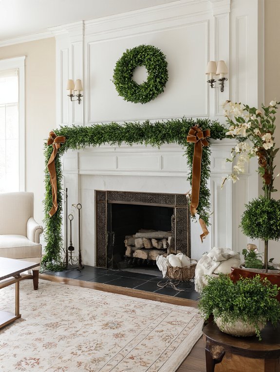 charming boxwood ribbon garland