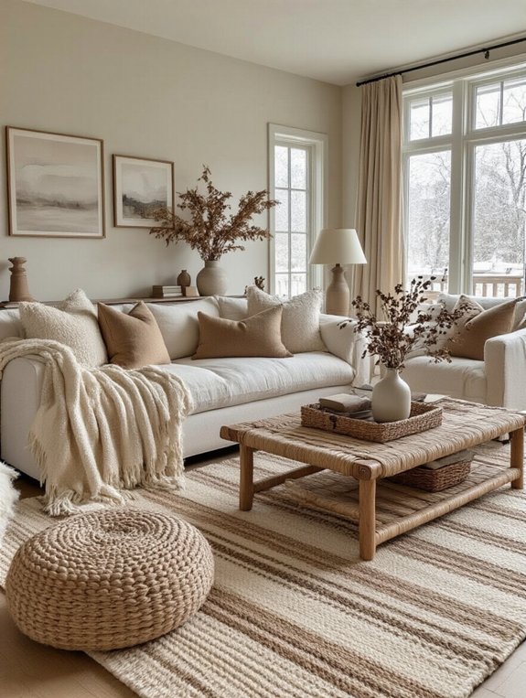 charming neutral striped rug