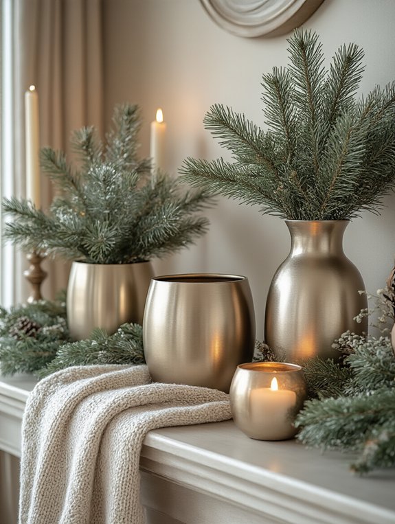 chic metallic winter decor