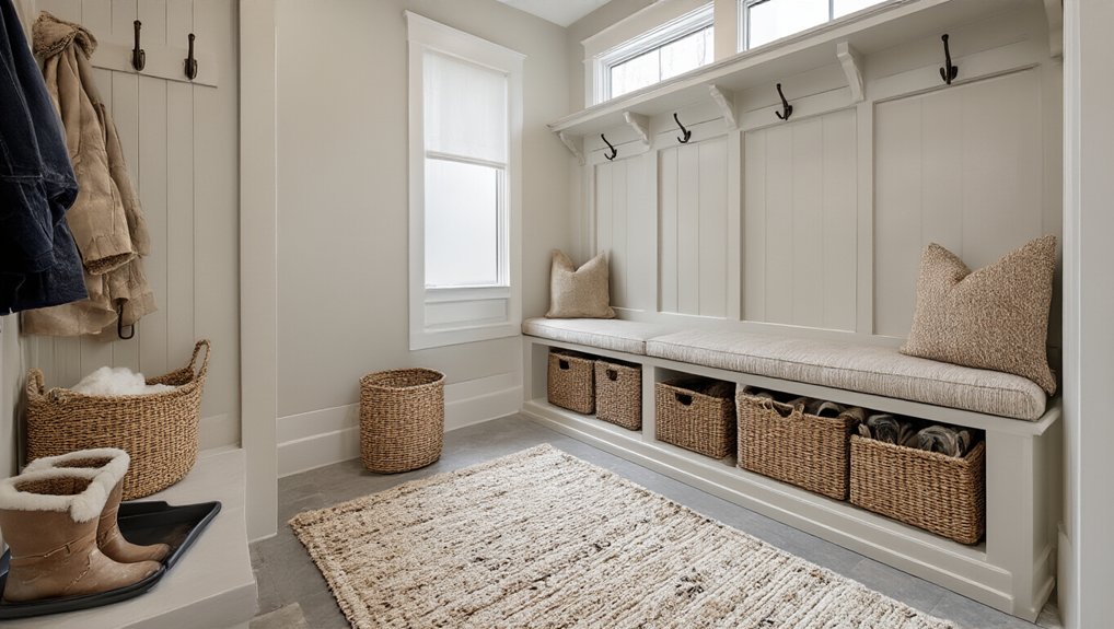chic snow day mudroom organization